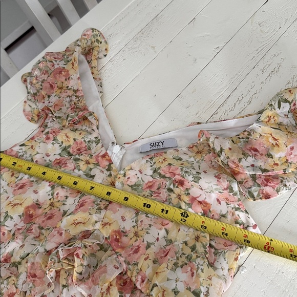 Suzy Shier sleeveless Pastel Floral Ruffle Maxi Dress NWOT XS - Picture 11 of 14